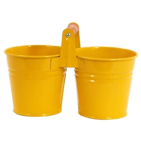 Houston International Trading Houston International Trading 8122E SAFF Enameled Galvanized 2 Planter Unit with Wood Handle; Saffron 8122E SAFF